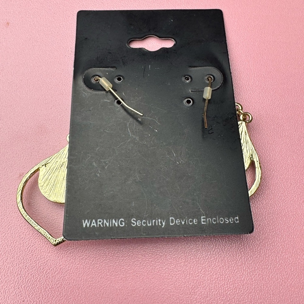 Gold & Black Statement Dangle Earrings – Modern Chic, New On Card - Picture 3 of 6